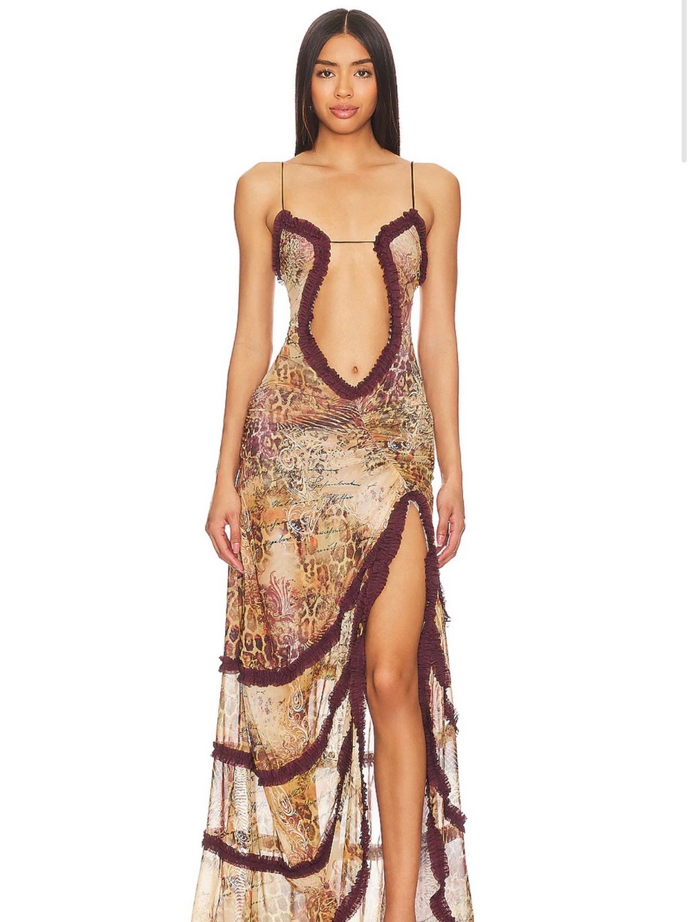 Jaded London Open Maxi Dress in Leopard